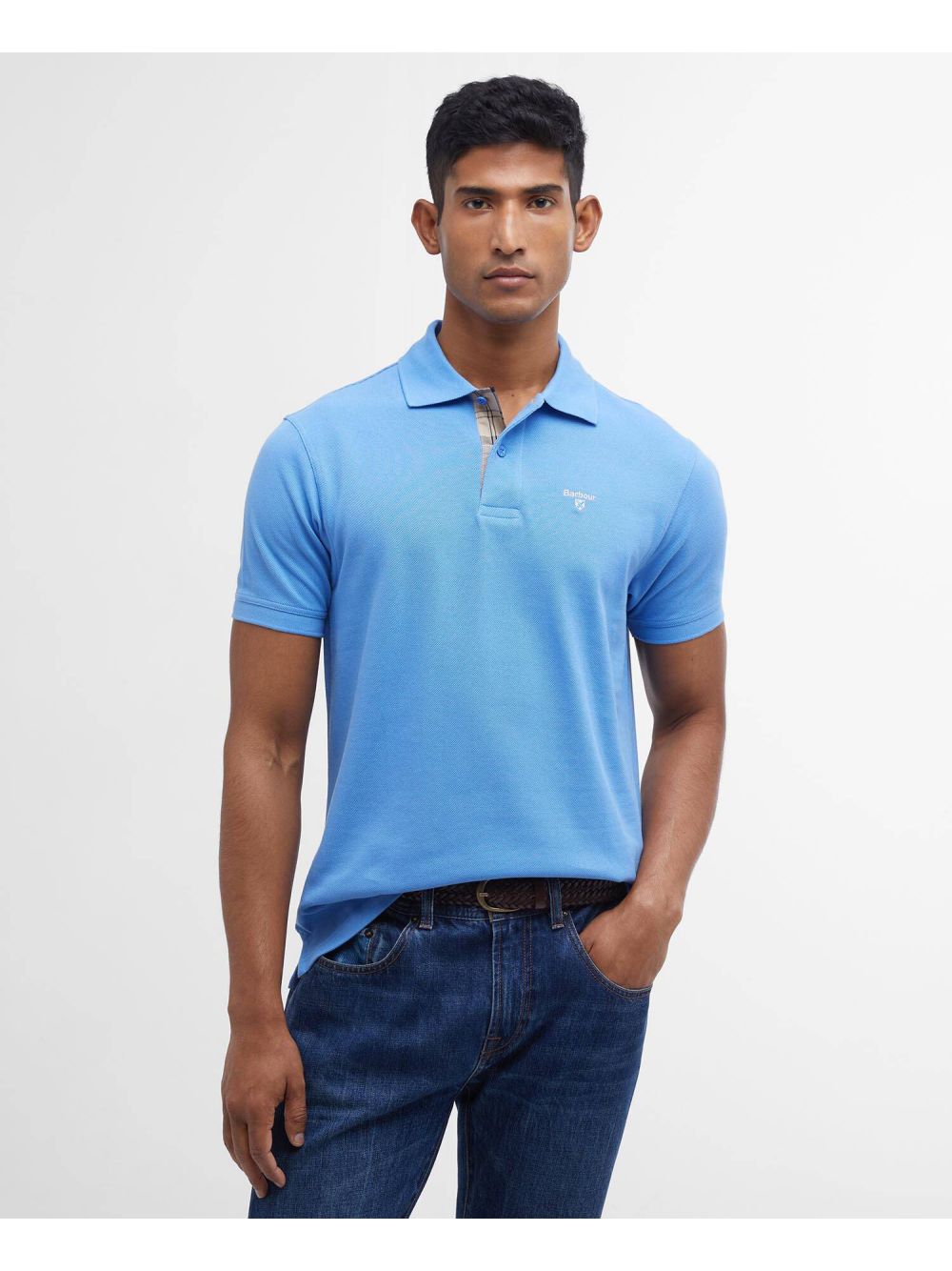 Polo Barbour tartan piquet Uomo - Azzurro