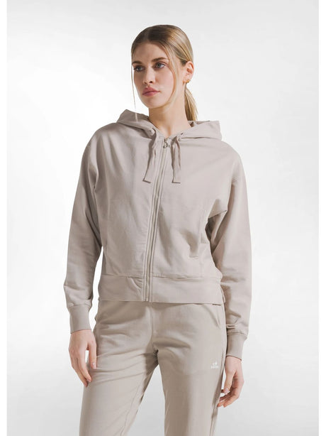 Felpa Deha CON CAPPUCCIO FULL-ZIP IN TESSUTO STRETCH Donna - Beige
