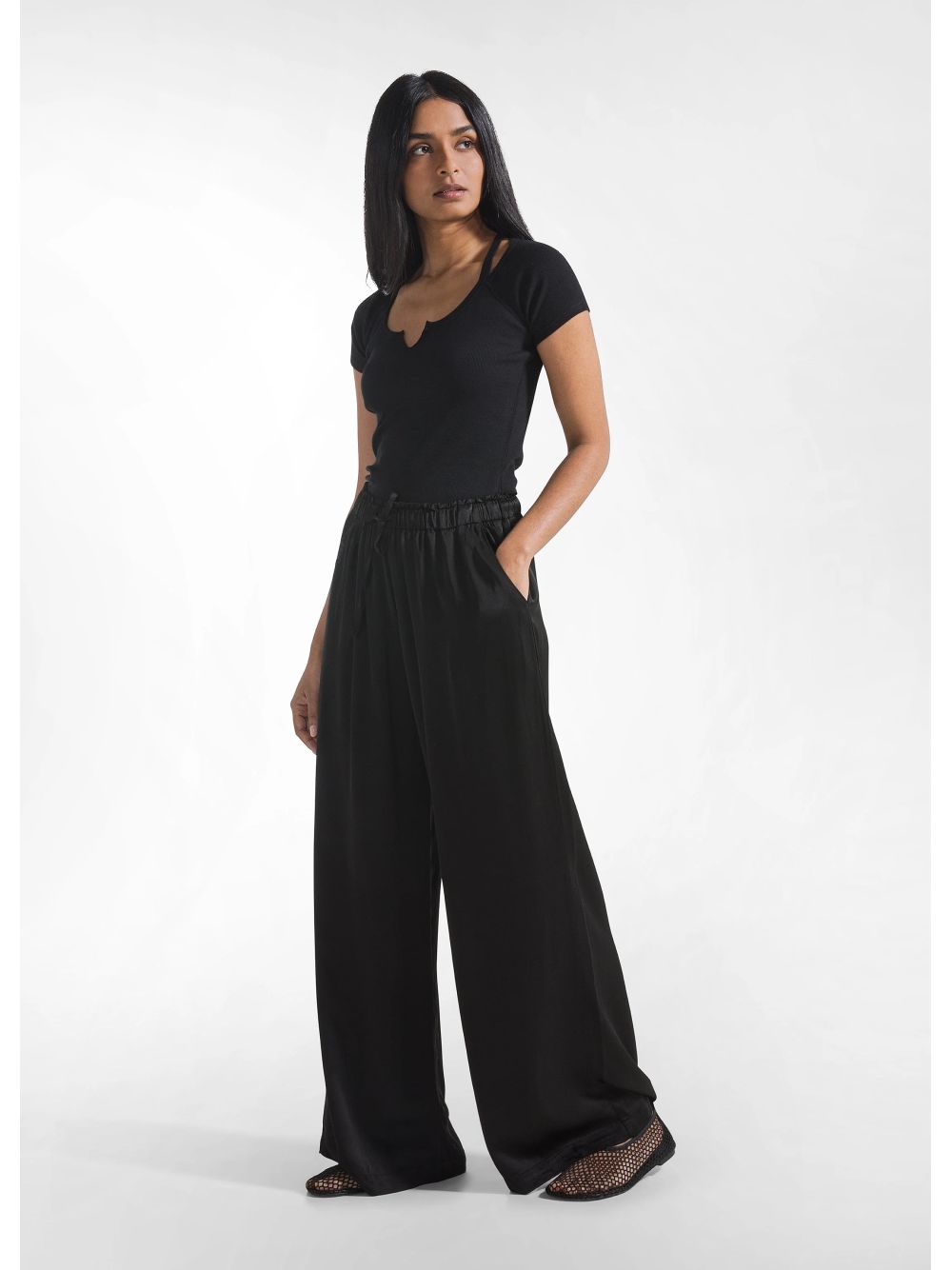 Pantalone Deha PALAZZO IN SATIN Donna - Nero