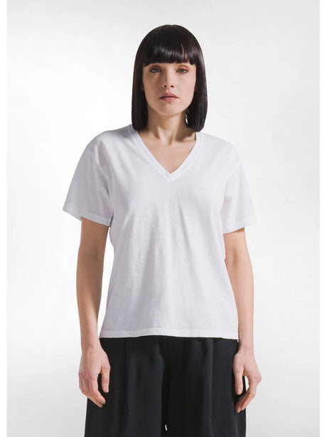 T-shirt Deha FLAMMÈ SCOLLO AMPIO Donna - Bianco