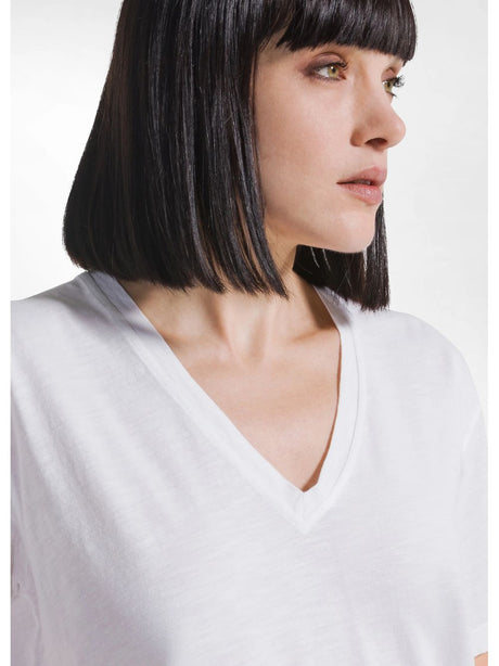 T-shirt Deha FLAMMÈ SCOLLO AMPIO Donna - Bianco