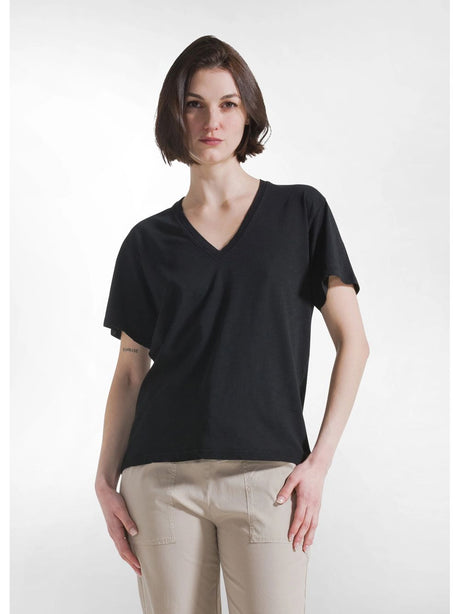 T-shirt Deha FLAMMÈ SCOLLO AMPIO Donna - Nero