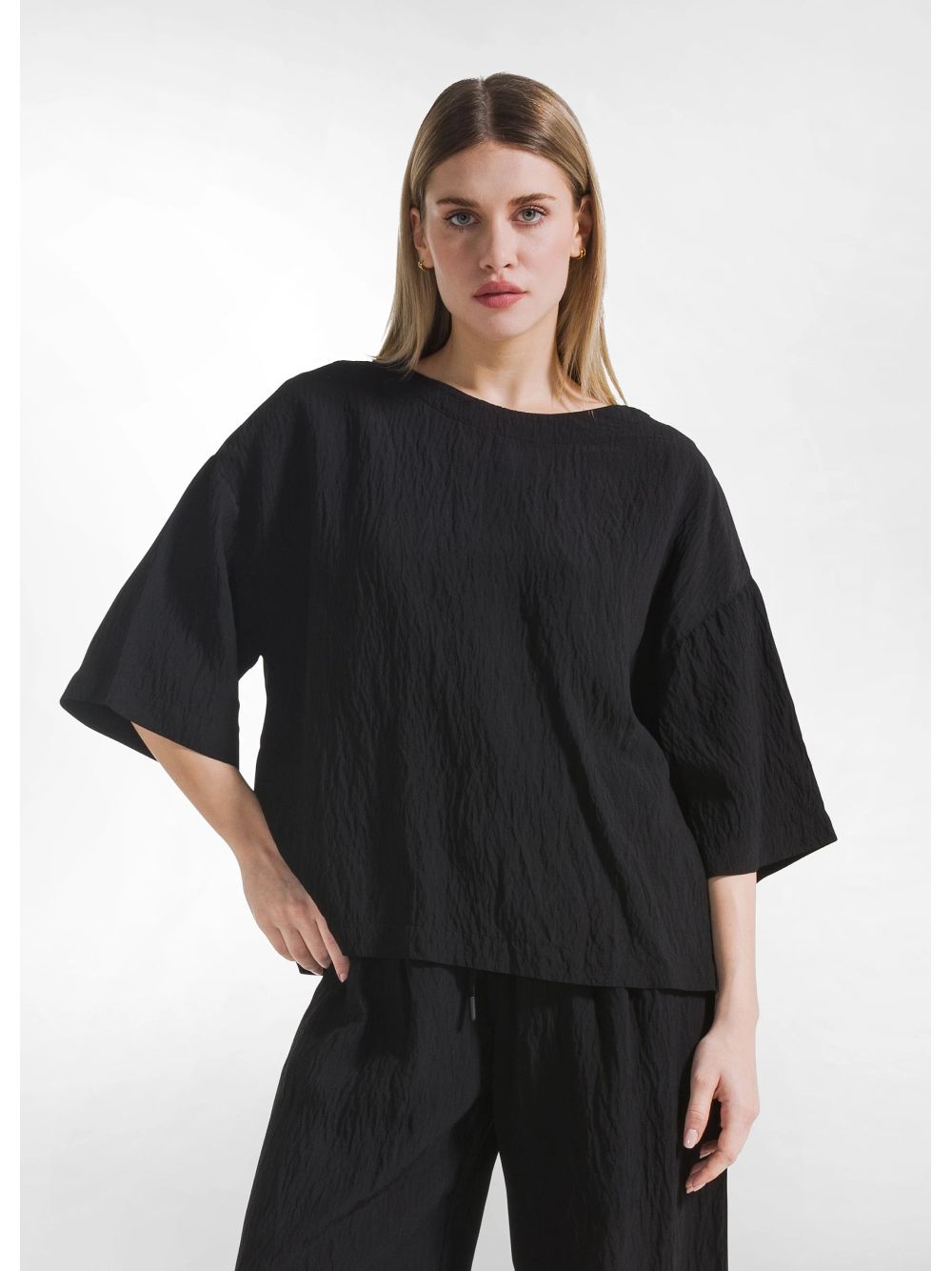 T-shirt Deha AMPIA IN VISCOSA EFFETTO STROPICCIATO Donna - Nero