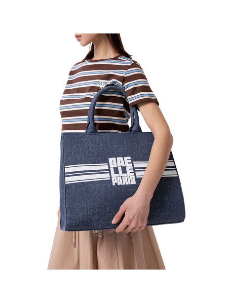 Borsa Gaelle MAXI SHOPPER BANDA LOGO DENIM Donna - Blu