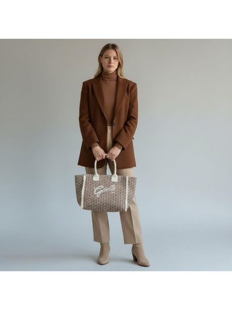 Borsa Gaelle MAXI SHOPPER RICAMO FIRMA Donna - Beige