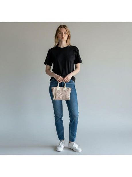 Borsa Gaelle MINI SHOPPER RICAMO FIRMA Donna - Beige