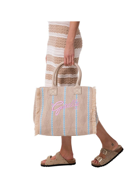 Borsa Gaelle MAXI SHOPPER RICAMO FIRMA ROSA Donna - Beige