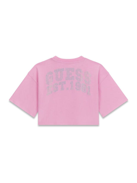 T-shirt Guess OVERSIZE CROP Bambina - Rosa