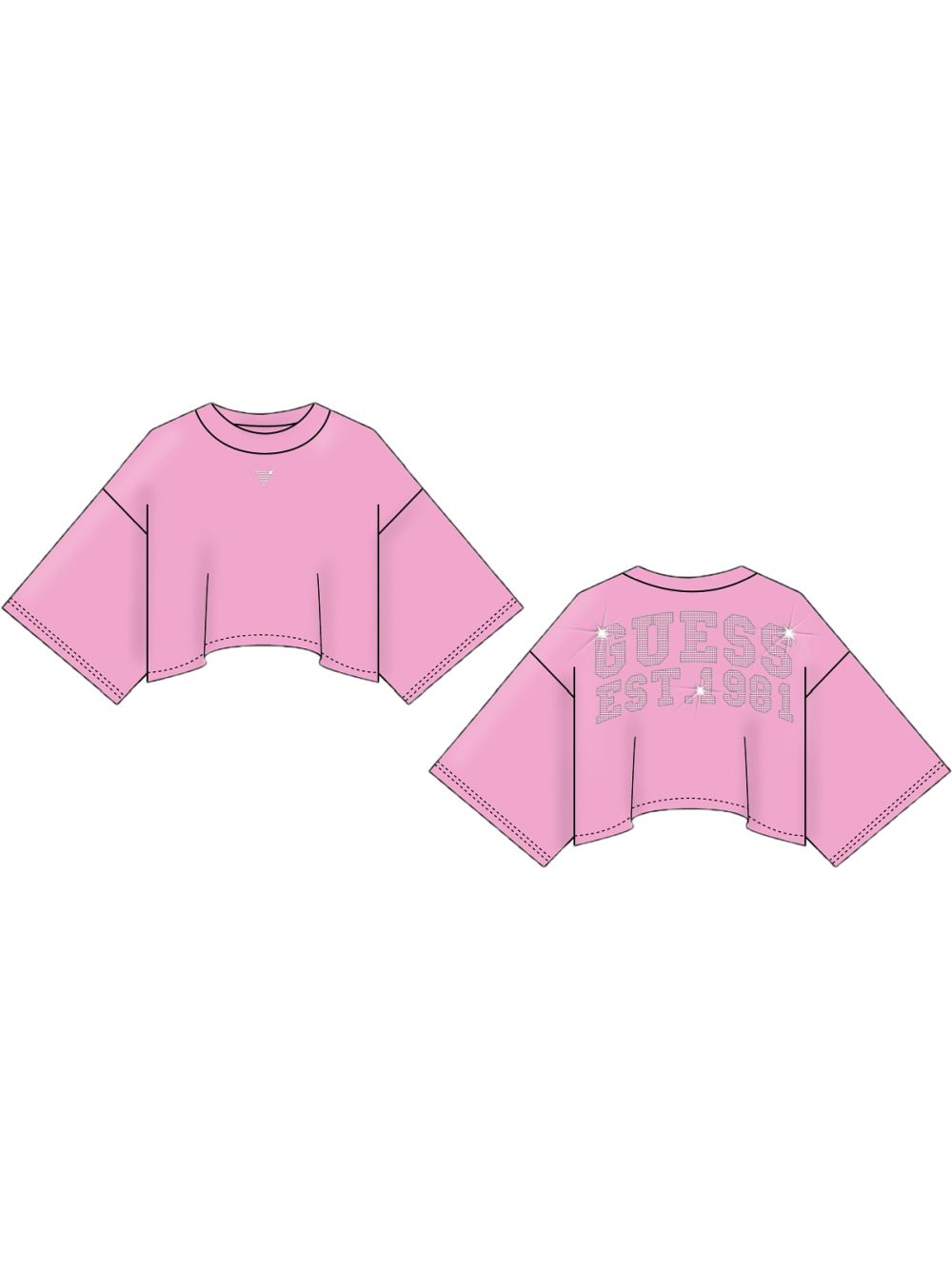T-shirt Guess OVERSIZE CROP Bambina - Rosa