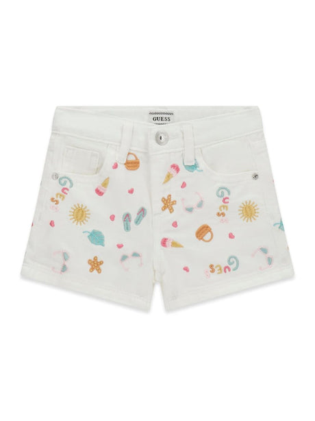 Shorts Guess ricamati Bambina - Bianco
