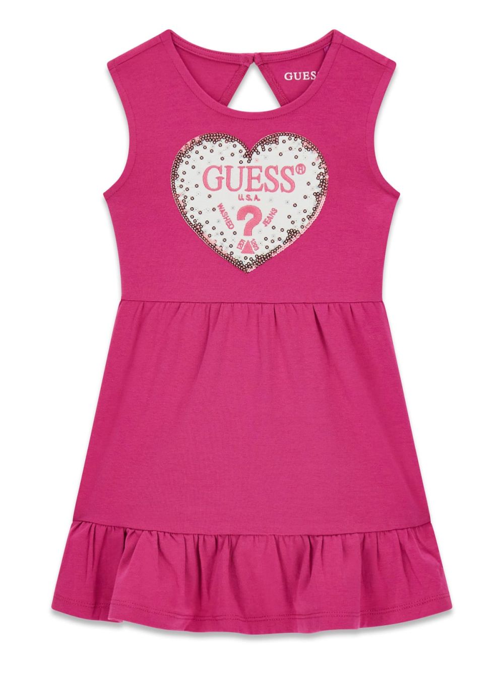 Vestito Guess cuore di paillettes Bambina - Fuxia