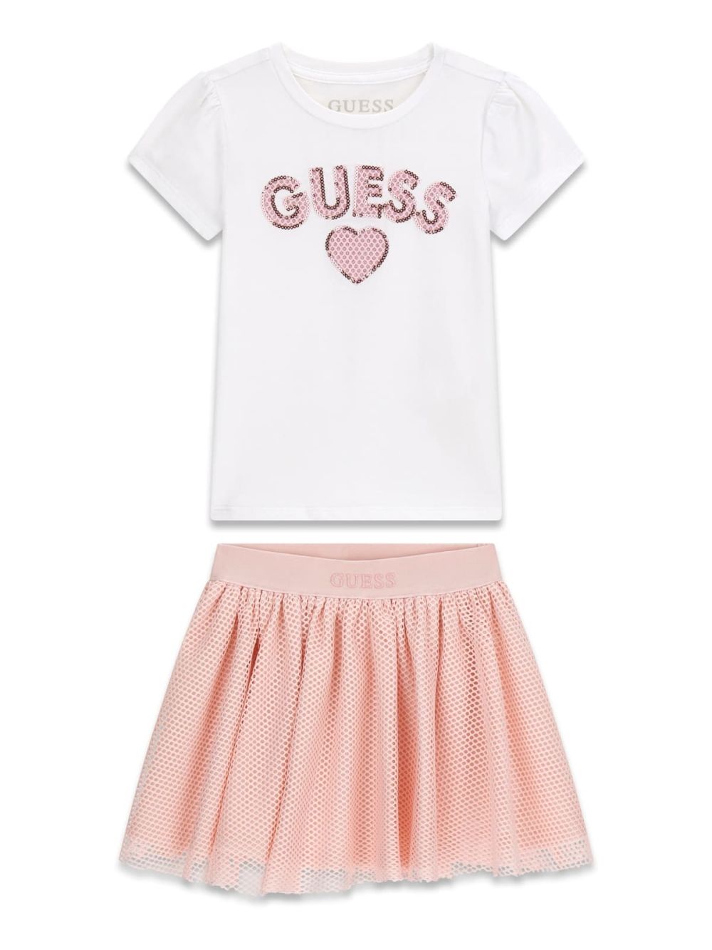 Set Guess T-SHIRT+ SKIRT Bambina - Bianco