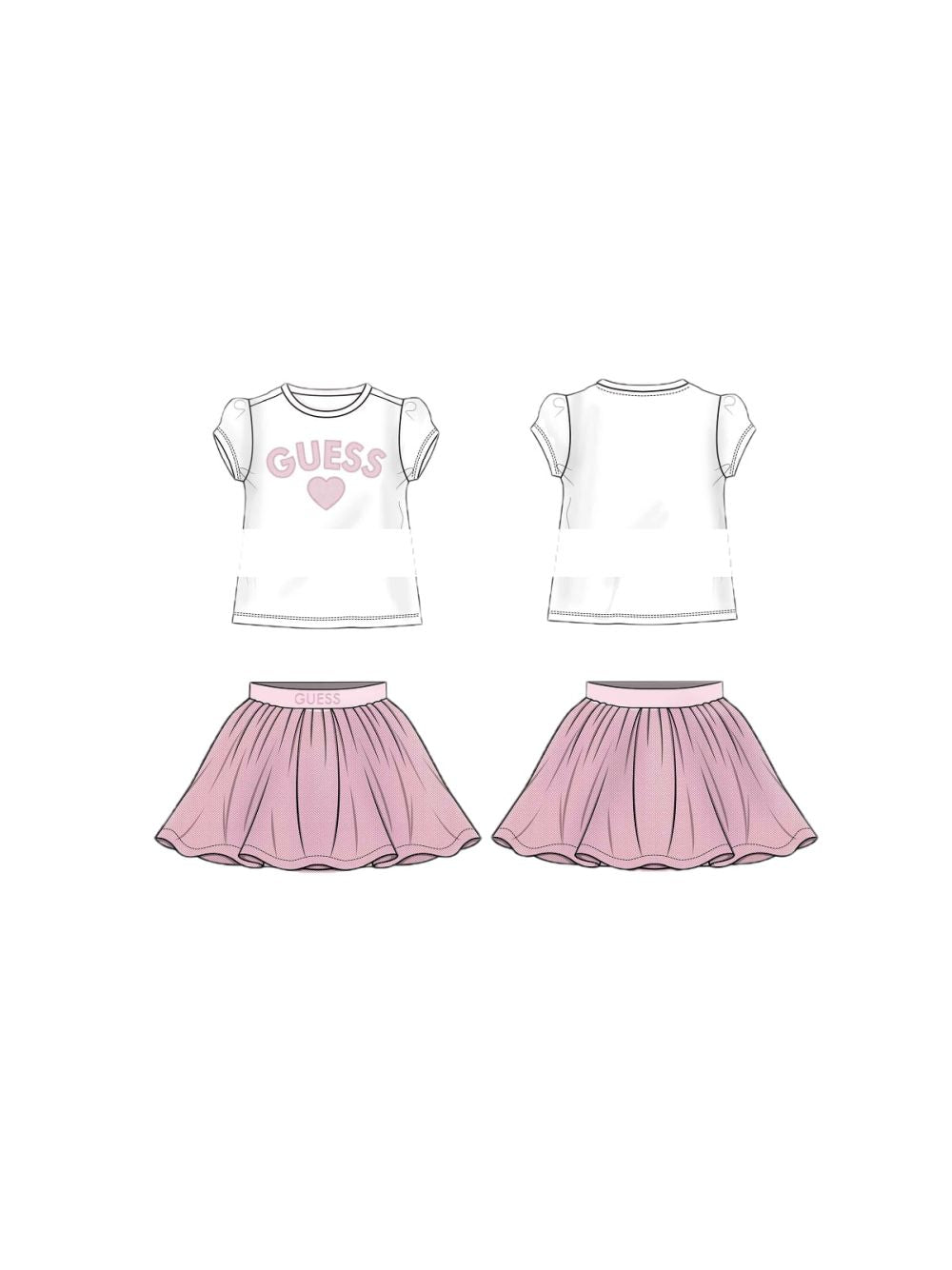 Set Guess T-SHIRT+ SKIRT Bambina - Bianco