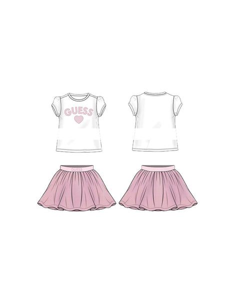 Set Guess T-SHIRT+ SKIRT Bambina - Bianco