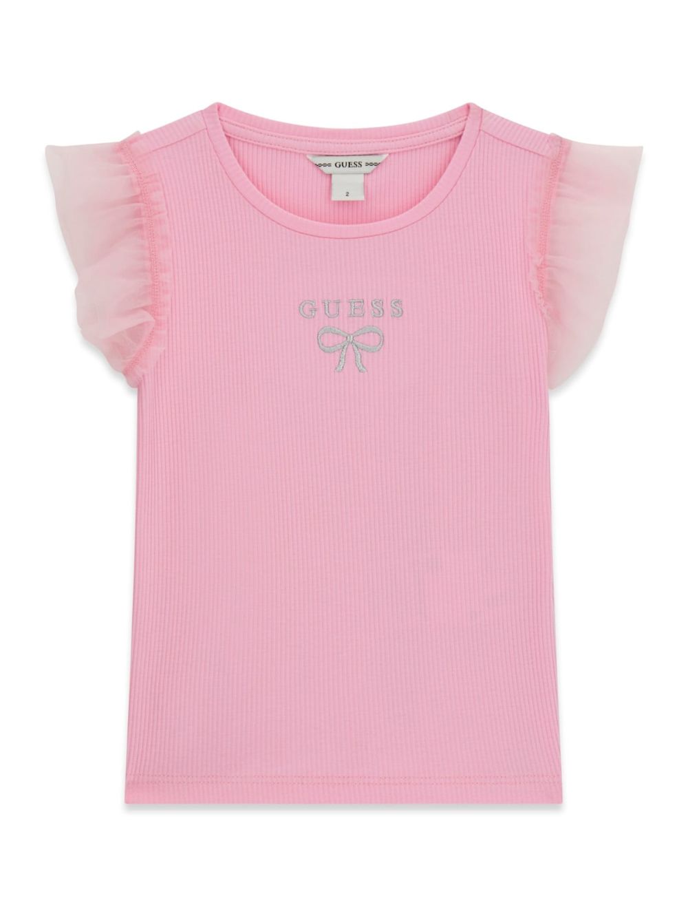 T-shirt Guess RIB SS W/MESH Bambina - Rosa