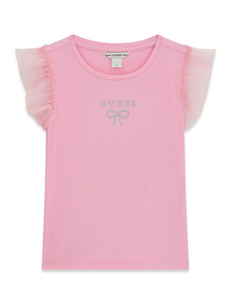 T-shirt Guess RIB SS W/MESH Bambina - Rosa