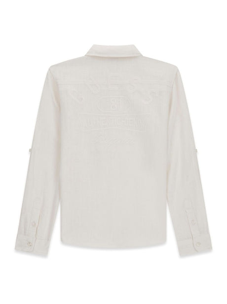 Camicia Guess VISCOSE LINEN ADJ Bambino - Bianco