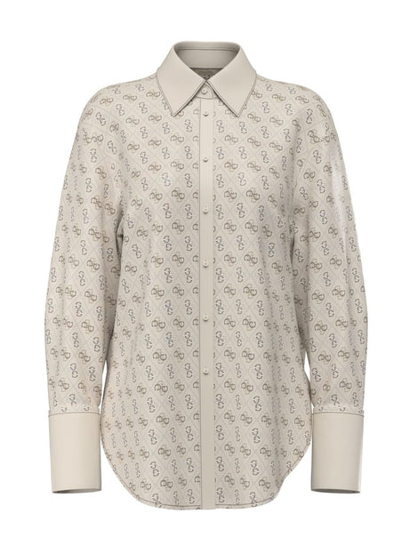 Camicia Guess ALEXANDRA logo all over Donna - Beige