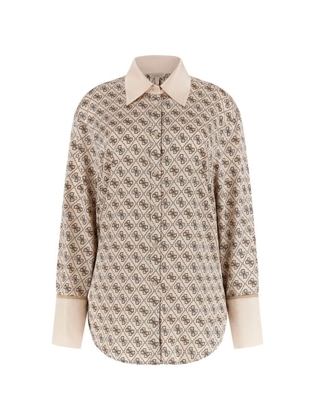 Camicia Guess ALEXANDRA logo all over Donna - Beige