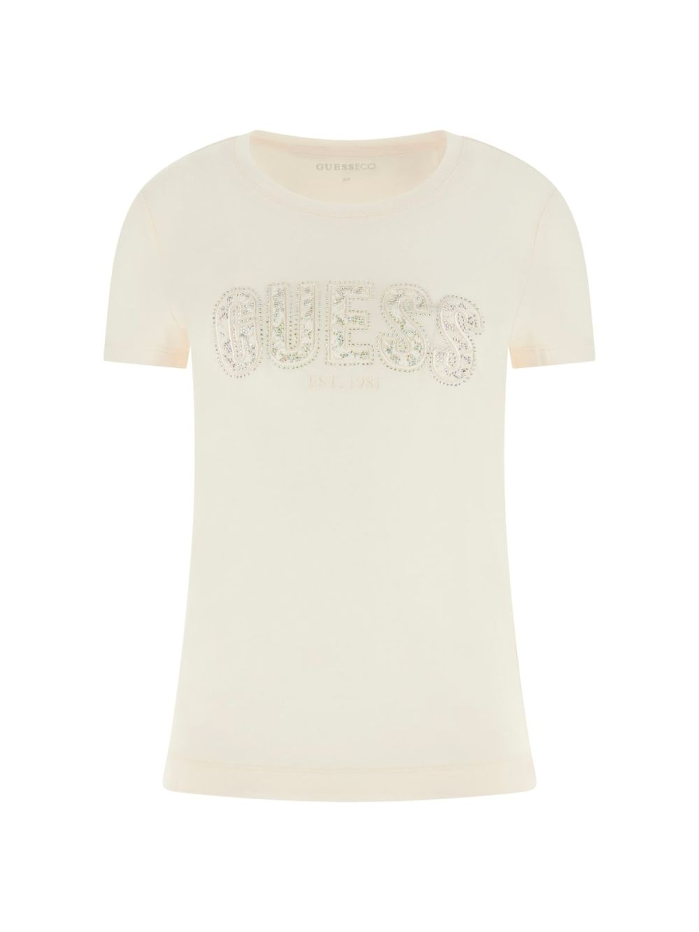 T-shirt Guess vestibilità slim con logo Donna - Avorio