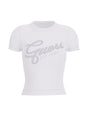 T-shirt Guess con logo in strass Donna - Bianco