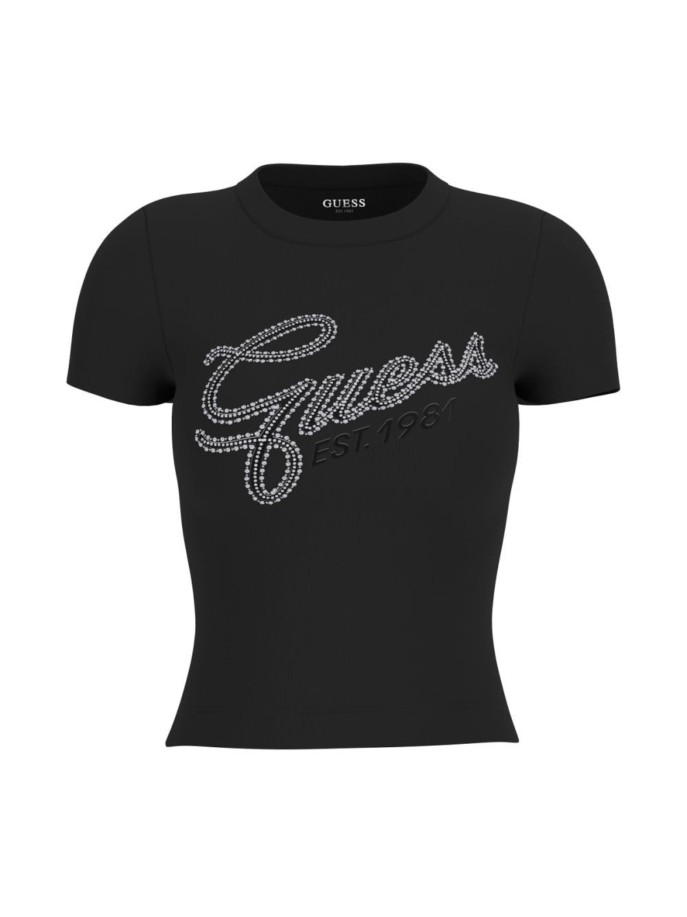 T-shirt Guess con logo in strass Donna - Nero