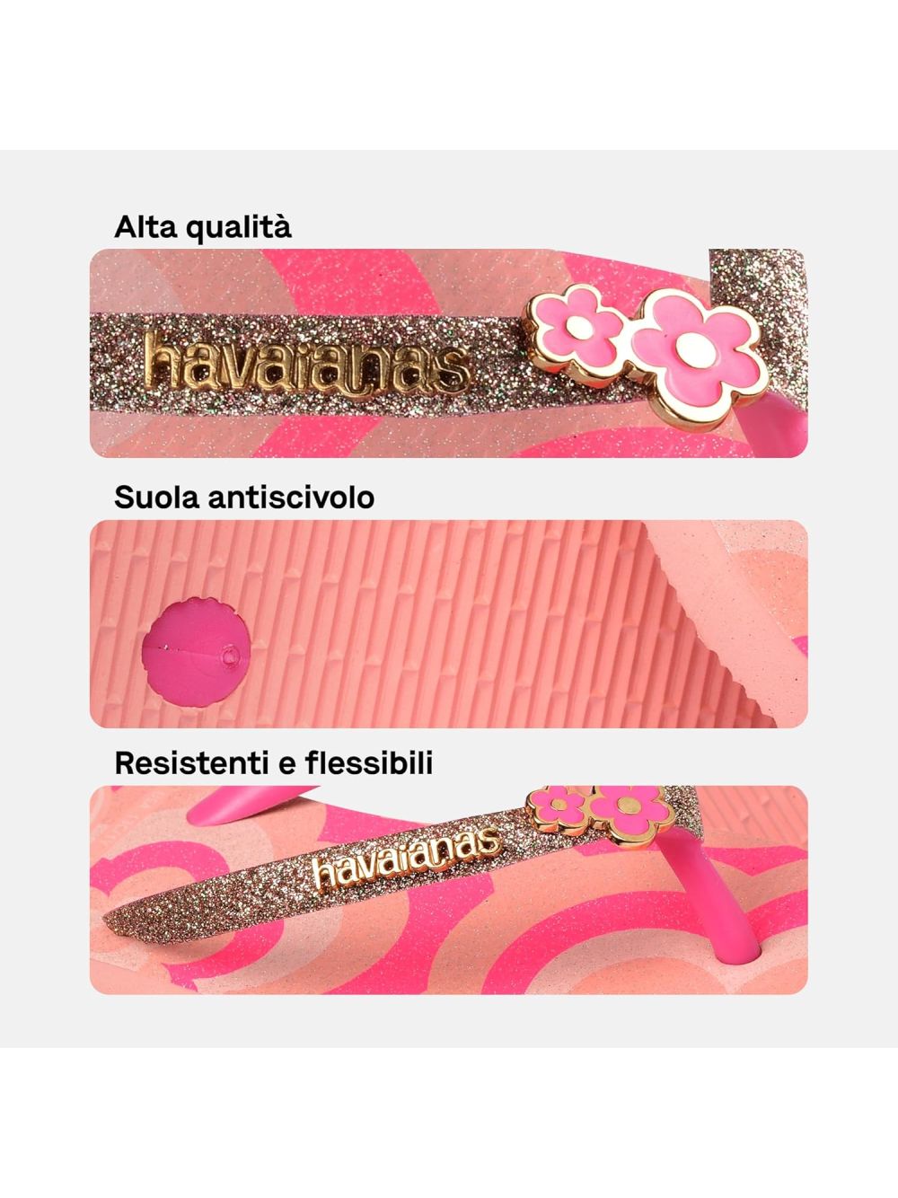 Infradito Havaianas KIDS SLIM GLITTER TRENDY Unisex Bambino - Rosa