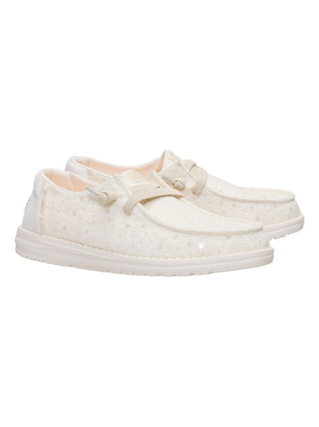 Scarpe in Tela Hey Dude WENDY SEQUIN LACE Donna - Avorio