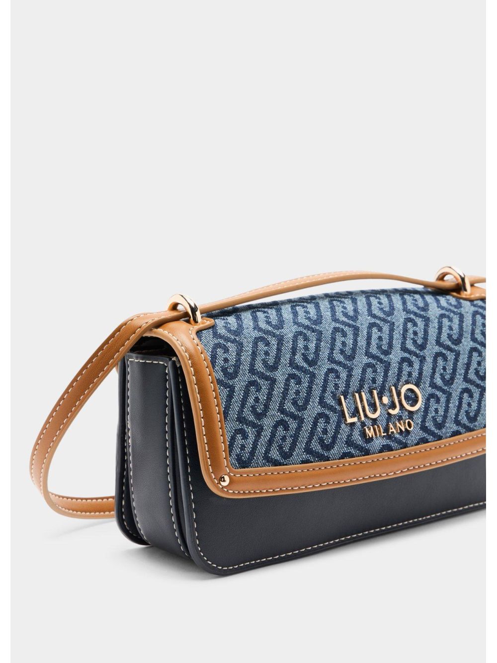 Borsa Liu Jo a tracolla piccola in denim jacquard Donna - Blu