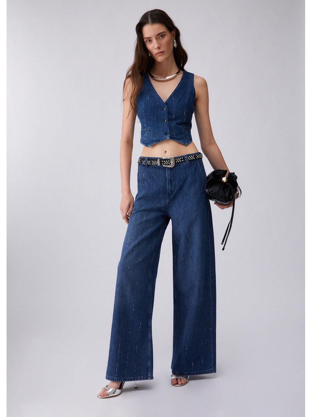 Pantalone Liu Jo flare con strass Donna - Denim