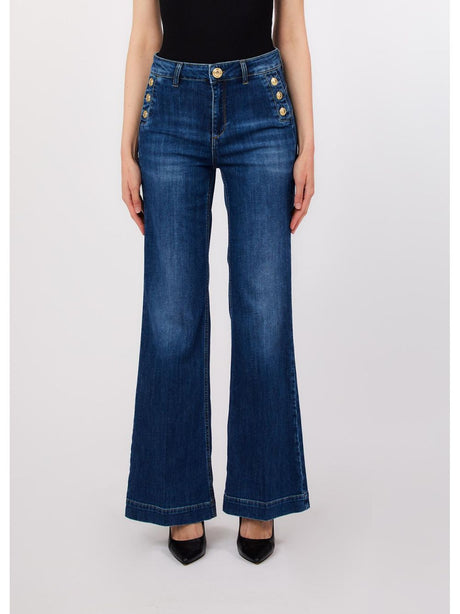Pantalone Liu Jo flare a vita alta con bottoni Donna - Denim