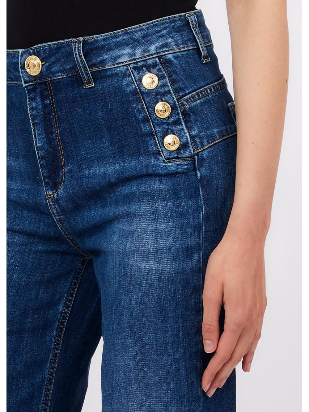 Pantalone Liu Jo flare a vita alta con bottoni Donna - Denim