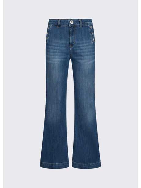 Pantalone Liu Jo flare a vita alta con bottoni Donna - Denim