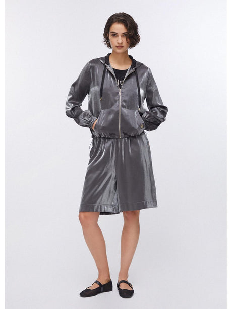 Giacca Liu Jo laminata con cappuccio Donna - Grigio