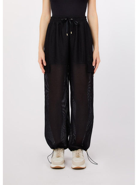 Pantalone Liu Jo cargo in mesh Donna - Nero
