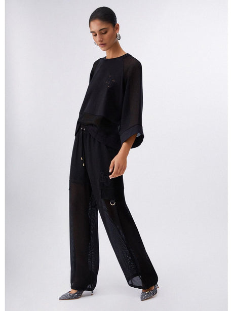 Pantalone Liu Jo cargo in mesh Donna - Nero