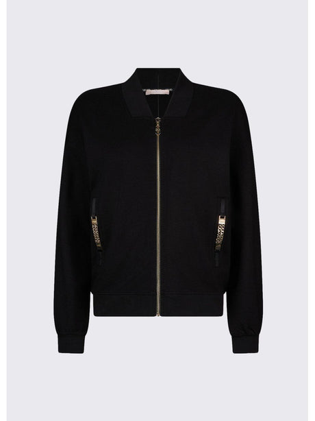 Felpa Liu Jo con zip e dettagli chain Donna - Nero