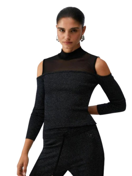 Maglia Liu Jo con inserti in mesh Donna - Nero