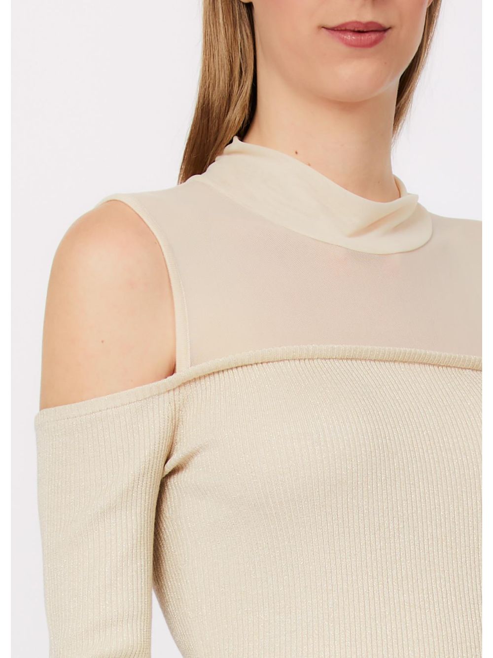 Maglia Liu Jo con inserti in mesh Donna - Avorio