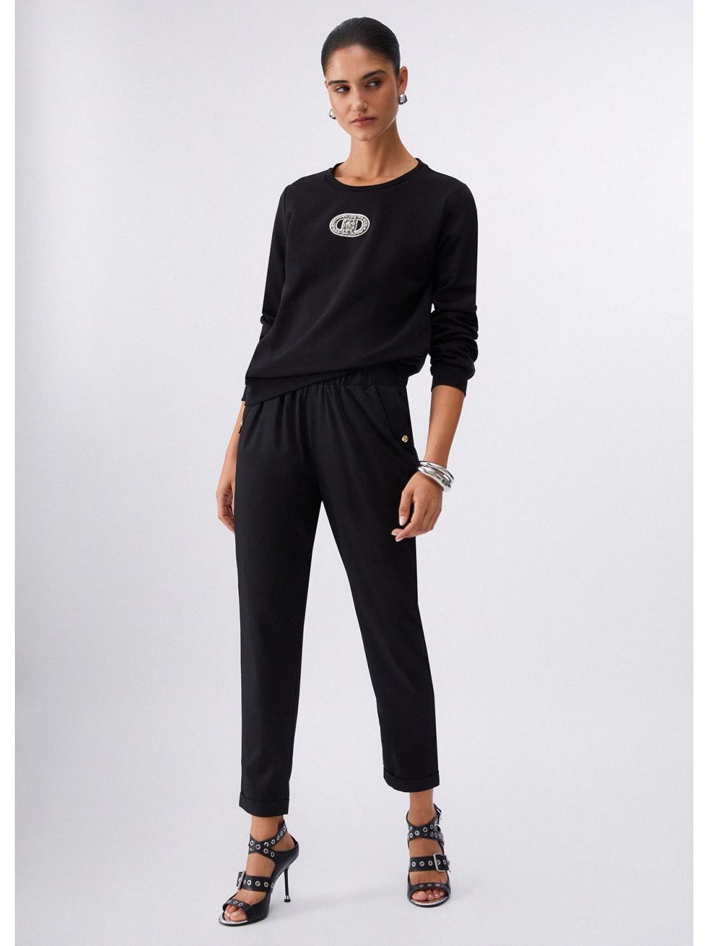 Pantalone Liu Jo slim fit con risvolto Donna - Nero
