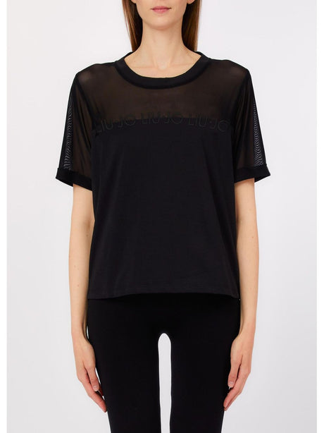 T-shirt Liu Jo in jersey e mesh Donna - Nero