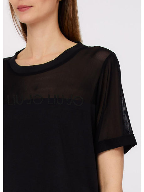 T-shirt Liu Jo in jersey e mesh Donna - Nero