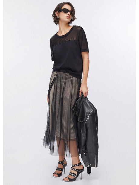 T-shirt Liu Jo in jersey e mesh Donna - Nero
