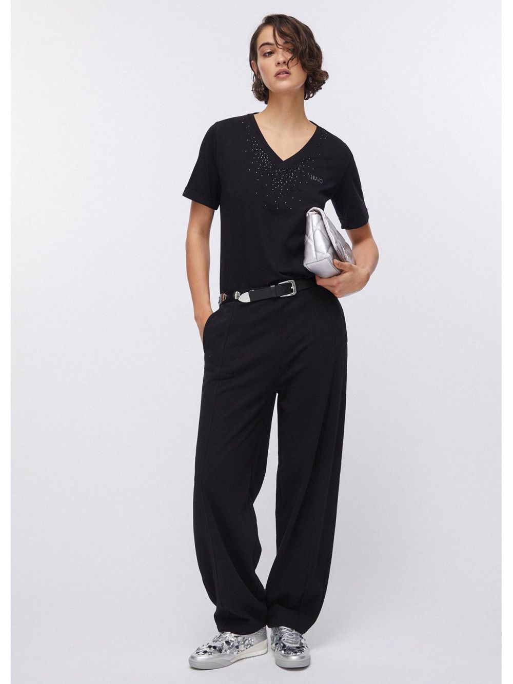 T-shirt Liu Jo con strass Donna - Nero