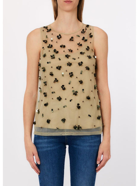 Top Liu Jo in tulle ricamato Donna - Oliva