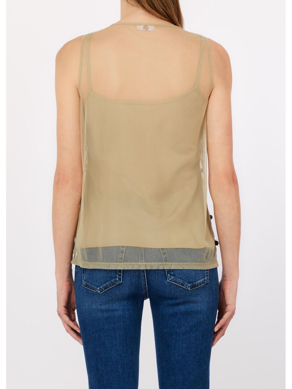Top Liu Jo in tulle ricamato Donna - Oliva
