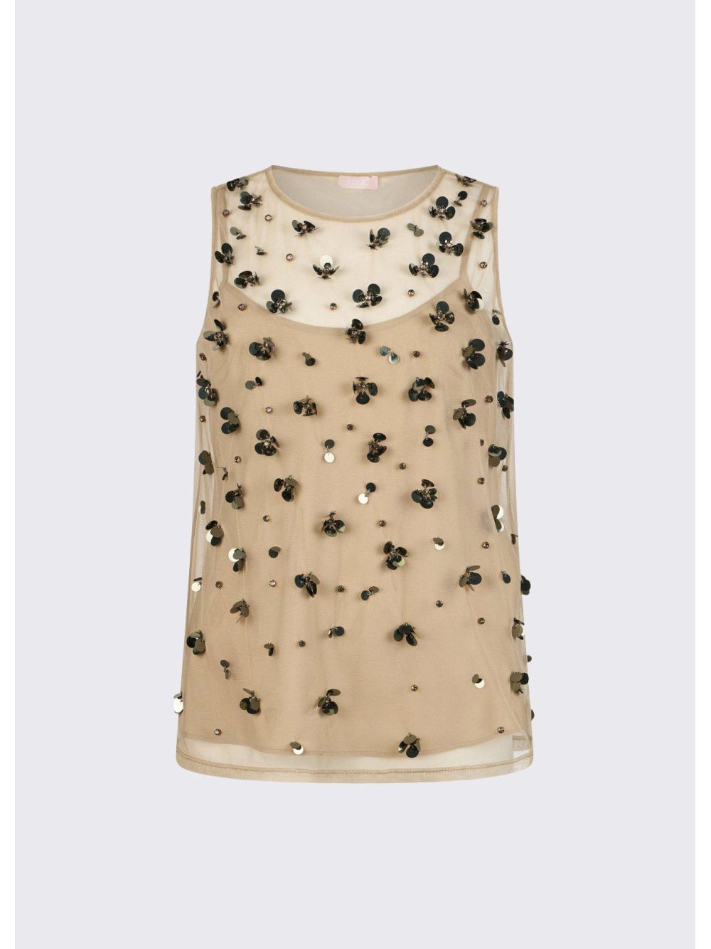 Top Liu Jo in tulle ricamato Donna - Oliva