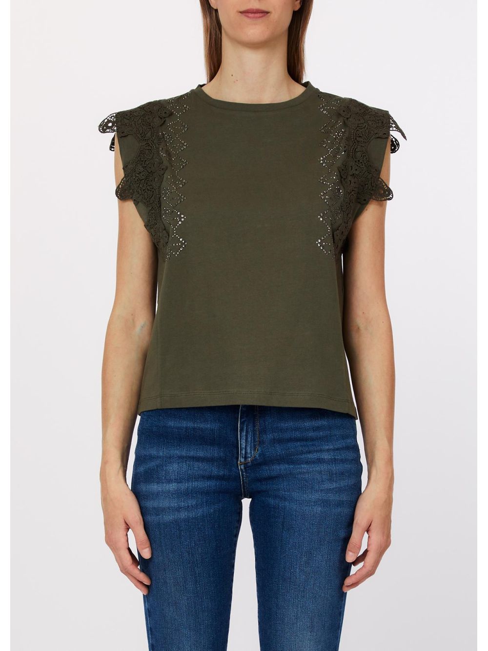 T-shirt Liu Jo con dettagli macramè Donna - Verde