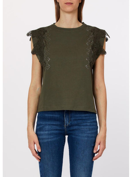 T-shirt Liu Jo con dettagli macramè Donna - Verde