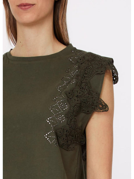 T-shirt Liu Jo con dettagli macramè Donna - Verde